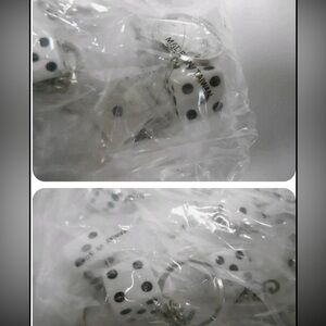 3pc White Dice Keychain NWOT